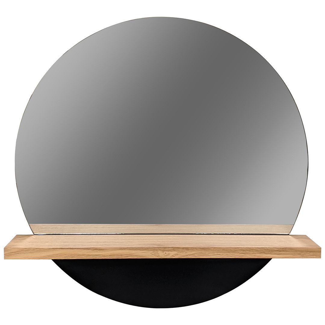 Mainstays Ms 20" Black Round Mirror With Rustic Shelf – Walmart Throughout Rustic Black Round Oversized Mirrors (View 7 of 15)