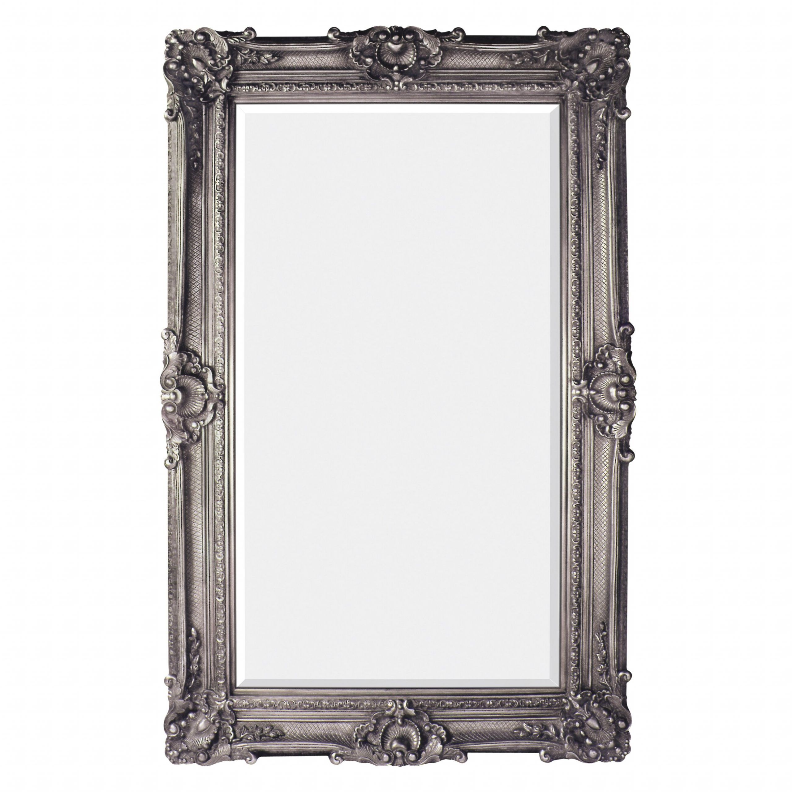 Majestic Mirror Antique Silver Leaf Finish Traditional Framed Beveled Regarding Metallic Gold Leaf Wall Mirrors (View 12 of 15)