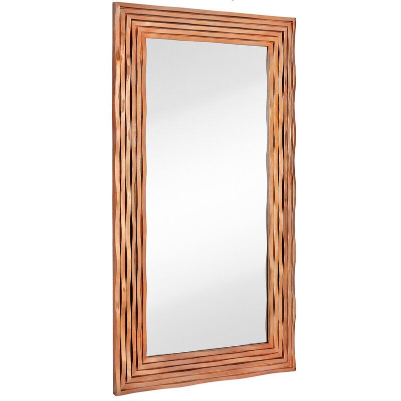 Majestic Mirror Large Rectangular Contemporary Wavy Polished Rose Gold Inside Brushed Gold Rectangular Framed Wall Mirrors (View 11 of 15)
