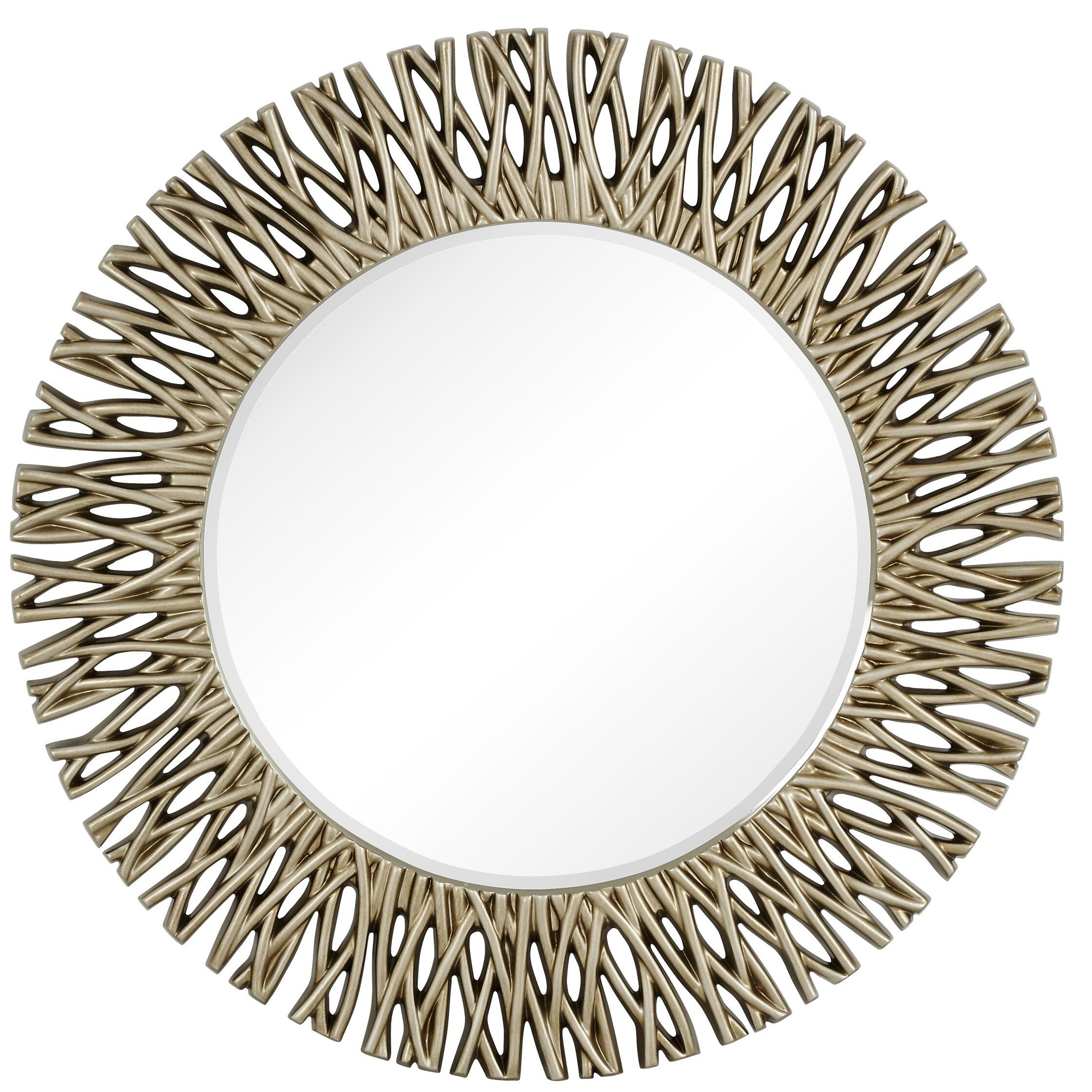 Majestic Mirror Large Round Antique Silver Decorative Beveled Glass Throughout Antique Gold Leaf Round Oversized Wall Mirrors (View 3 of 15)