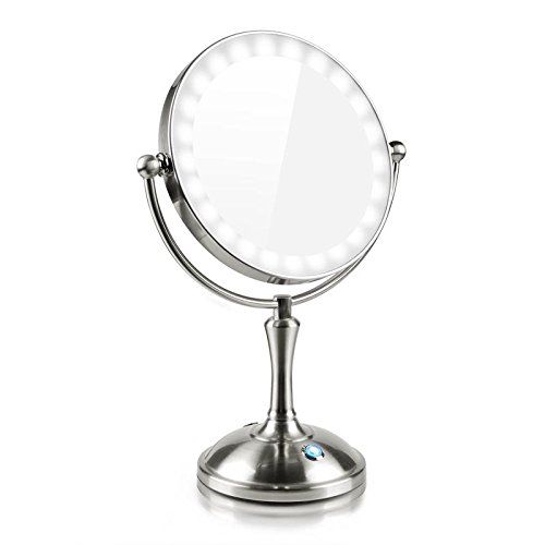 Makeup Mirror With Lights Lighted Makeup Mirror Led Vanity Mirror 7X With Single Sided Chrome Makeup Stand Mirrors (View 9 of 15)