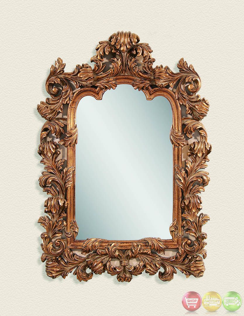 Marquis Antique Gold Leaf Finish Ornate Wall Mirror M3189Ec In Gold Leaf And Black Wall Mirrors (View 1 of 15)