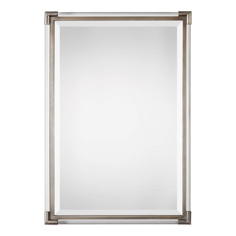 Marta Silver Frame Accent Wall Mirror | Silver Wall Mirror, Acrylic Rod For Metallic Silver Wall Mirrors (View 2 of 15)