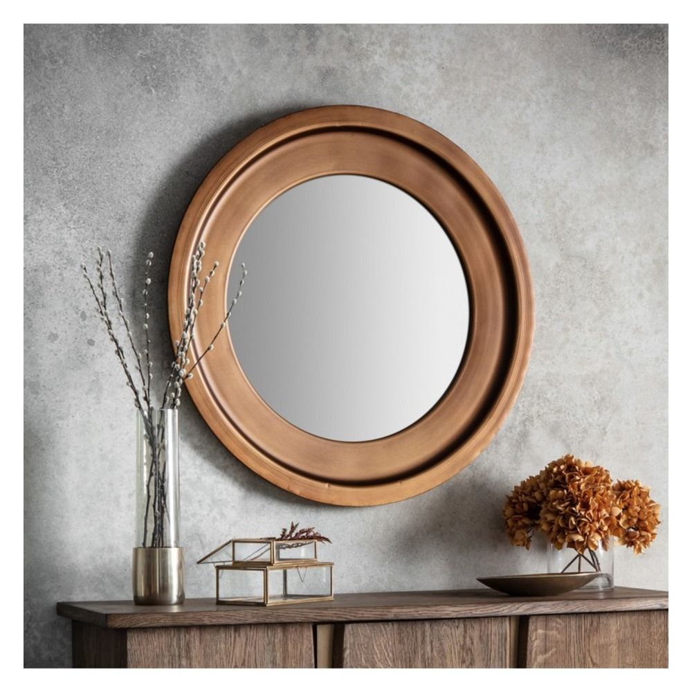 Metal Mirror: Moorley Round Wall Mirror | Select Mirrors Inside Two Tone Bronze Octagonal Wall Mirrors (View 4 of 15)