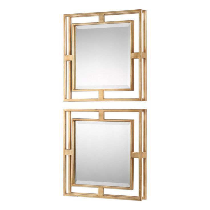 Mid Century Modern Mirror Square Set | Gold Open Group Retro With Regard To Square Modern Wall Mirrors (View 15 of 15)