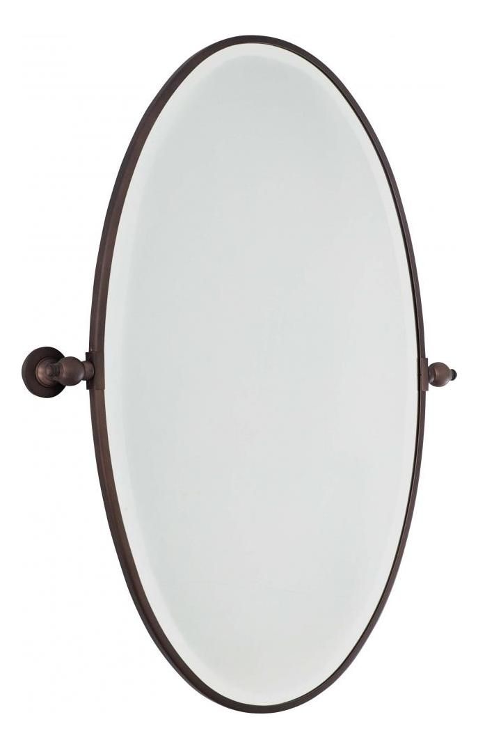 Minka Lavery Dark Brushed Bronze Extra Large Oval Pivoting Bathroom Within Ceiling Hung Oiled Bronze Oval Mirrors (View 6 of 15)