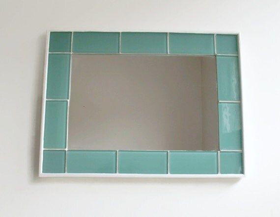 Mint Green Glass Mirror 16 X 12 Bathroom Mirror Regarding Blue Green Wall Mirrors (View 12 of 15)