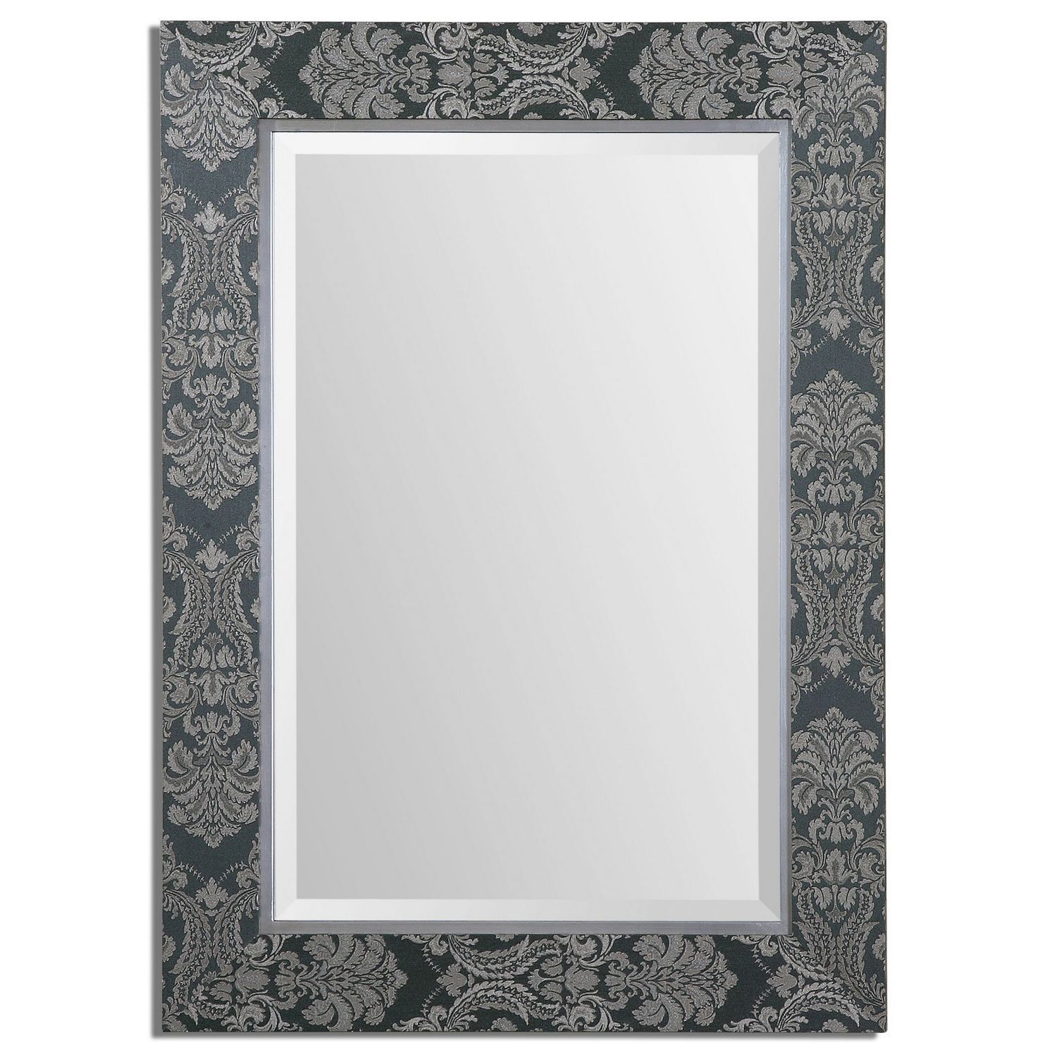 Mirror, Damask, Green, Blue, Silver, Traditional, Transitional | Modern Regarding Blue Green Wall Mirrors (View 6 of 15)