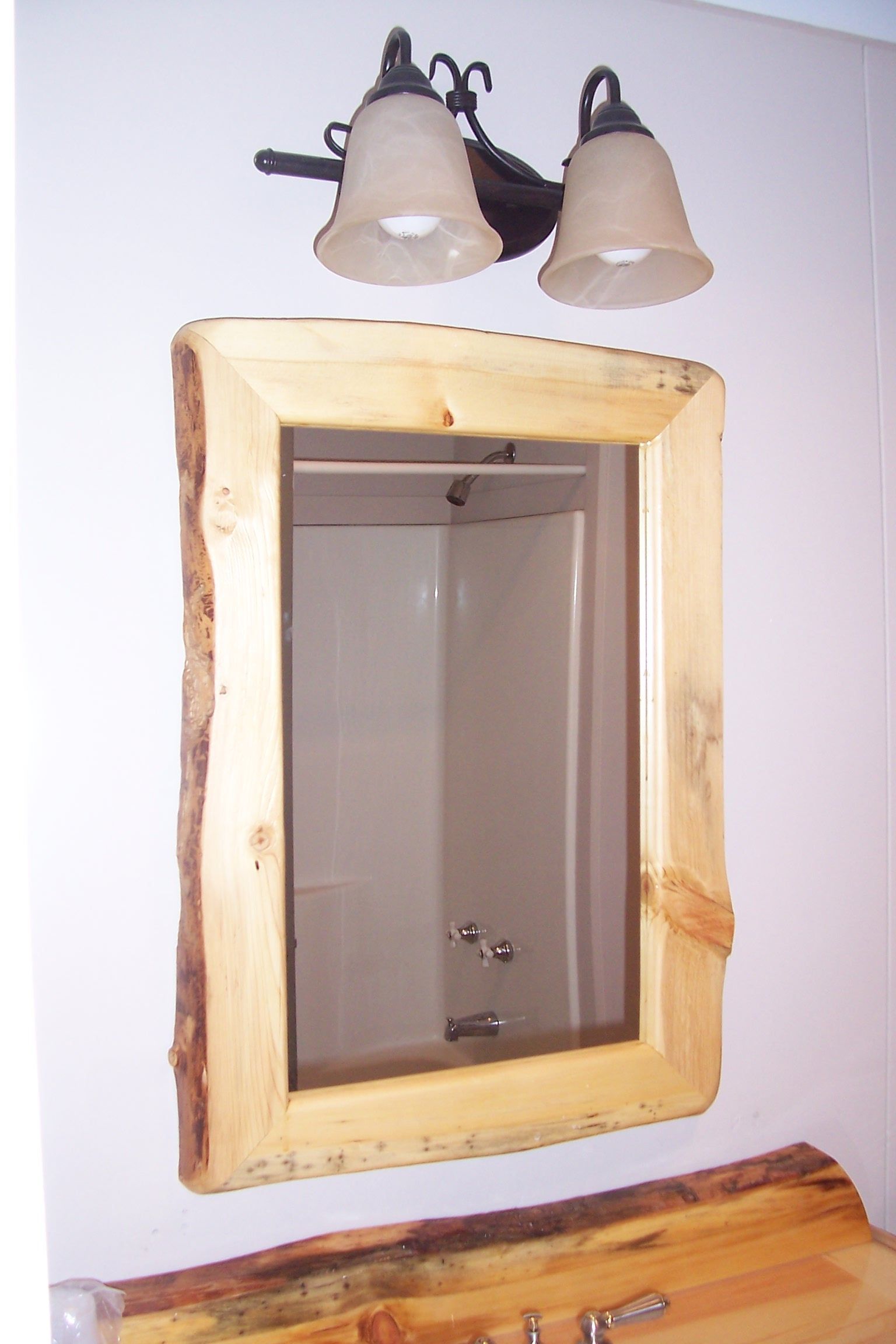 Mirror Design Wall, Mirror Wall Bedroom, Rustic Bathroom Mirrors With Regard To Rustic Getaway Wood Wall Mirrors (View 2 of 15)