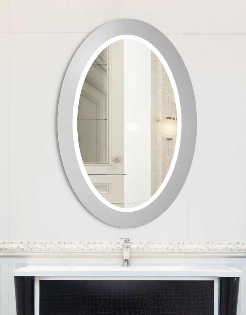 Mirror Oval Bold Led Silver : Mirror For You Within Back Lit Oval Led Wall Mirrors (View 7 of 15)