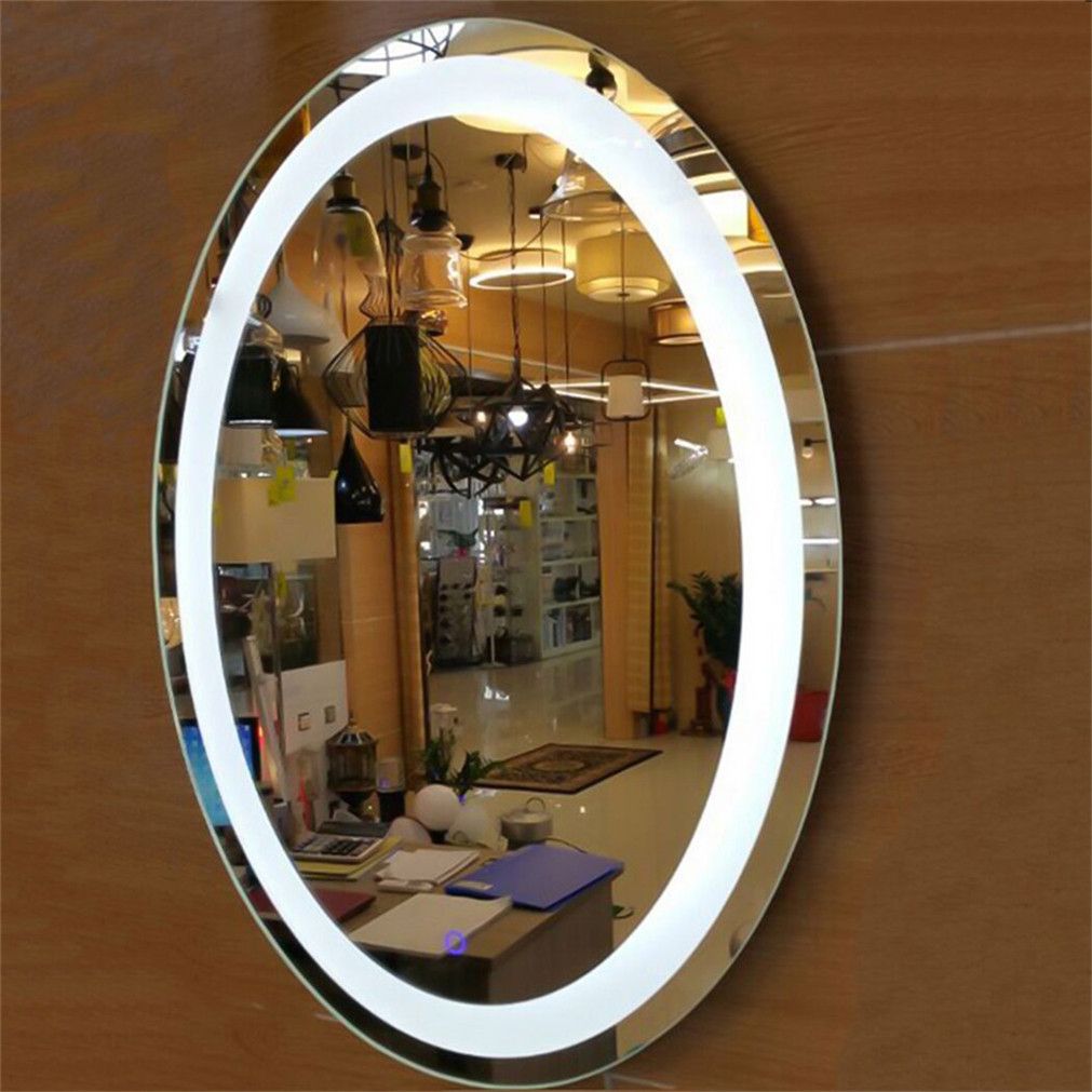Modern Backlit Round Illuminated Led Bathroom Mirror Wall Mirrors Pertaining To Back Lit Oval Led Wall Mirrors (View 15 of 15)