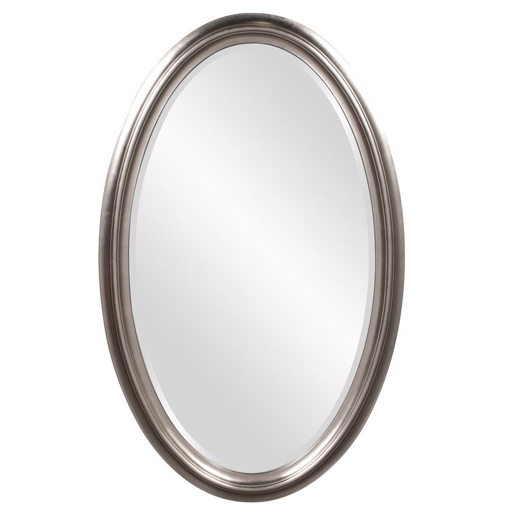Modern Howard Elliott Madeline Nickel Oval Mirror Home Accent D Intended For Ceiling Hung Polished Nickel Oval Mirrors (View 13 of 15)