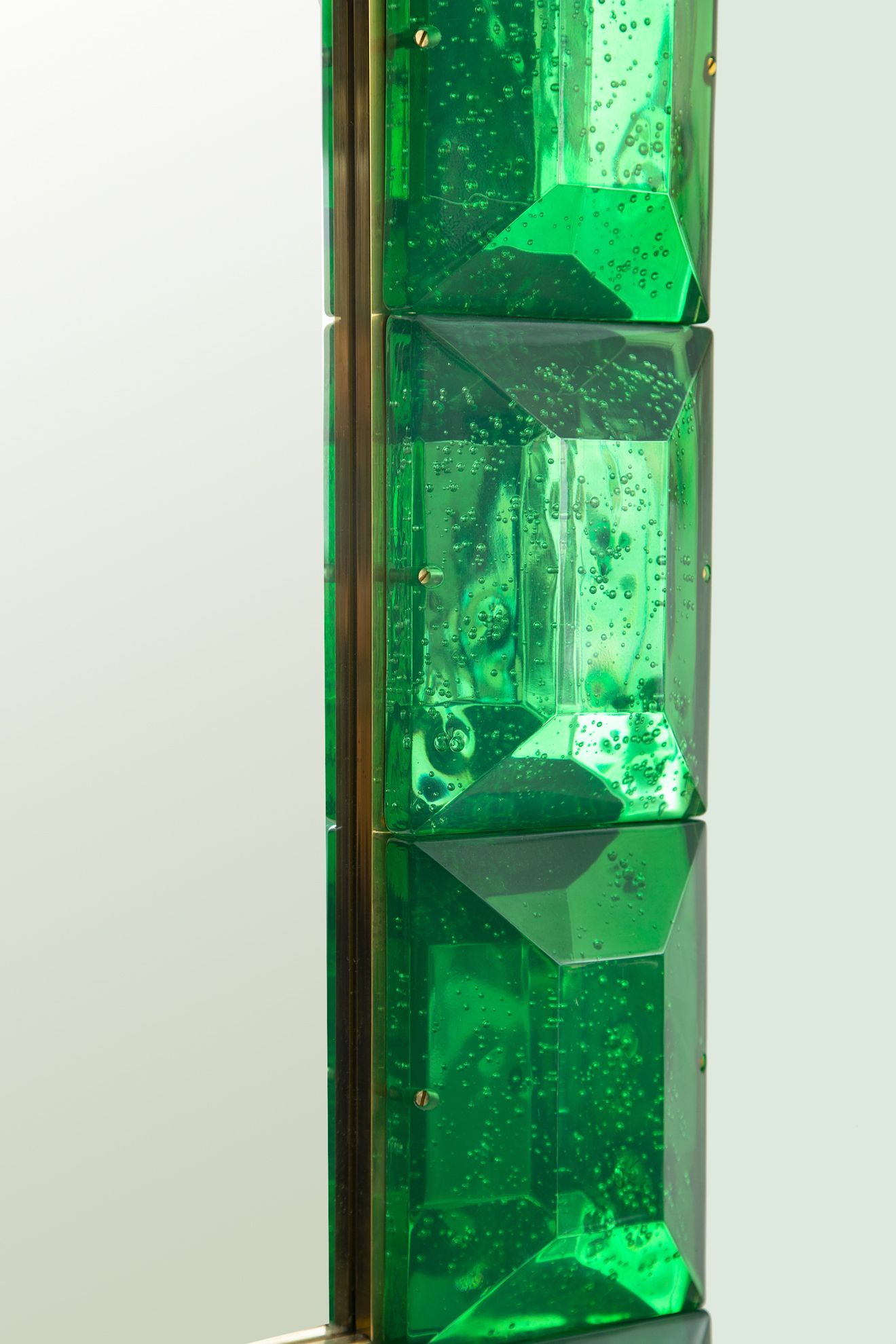 Modern Italian Emerald Green Faceted Glass Mirror With Emerald Cut Wall Mirrors (View 6 of 15)