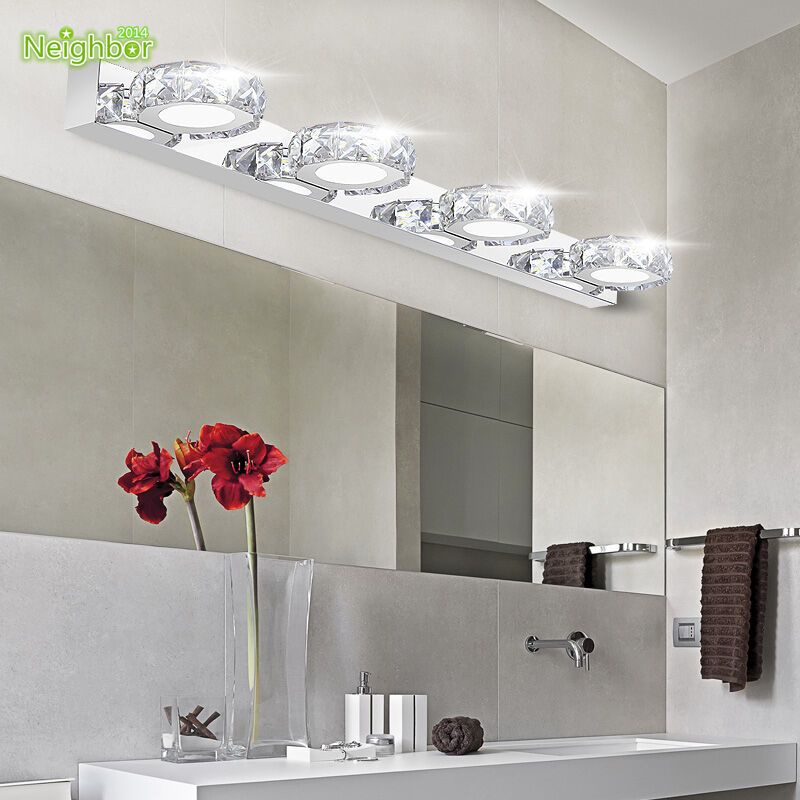 Modern Led Crystal Wall Lamp Bathroom Mirror Front Light Lighting Wall With Front Lit Led Wall Mirrors (View 3 of 15)