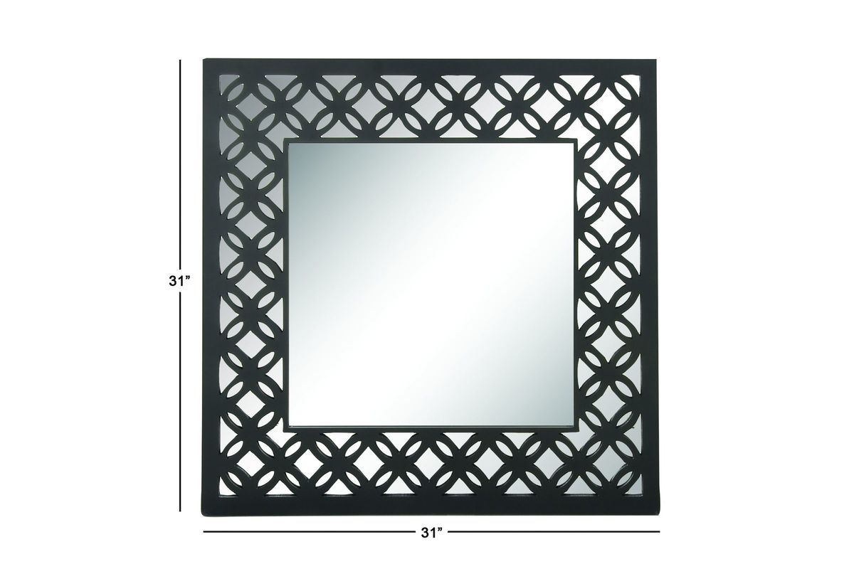 Modern Reflections 31" Square Wall Mirror With Lattice Design In Matte In White Square Wall Mirrors (View 5 of 15)