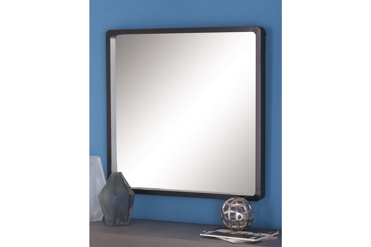 Modern Reflections 32" Rounded Square Wall Mirror In Matte Blackuma In Black Square Wall Mirrors (View 15 of 15)