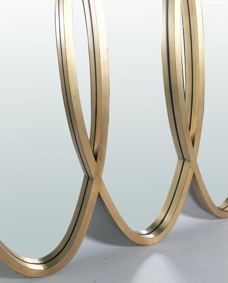 Modernist Oval Gold Leaf Triple Mirror At 1Stdibs Within Gold Leaf Metal Wall Mirrors (View 1 of 15)
