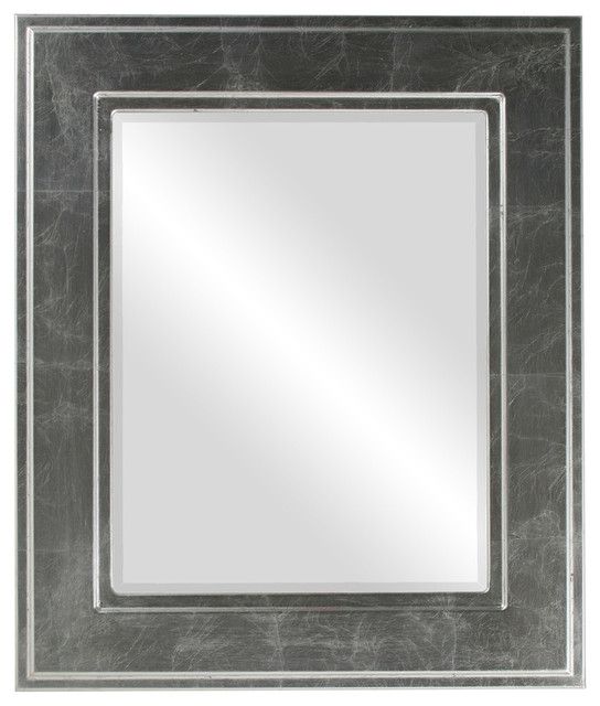 Montreal Framed Rectangle Mirror In Silver Leaf With Black Antique Regarding Antiqued Gold Leaf Wall Mirrors (View 2 of 15)
