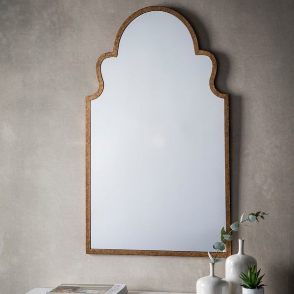 Morocco Curved Gold Frame Wall Mirror From Curiosity Interiors With Gold Curved Wall Mirrors (View 9 of 15)