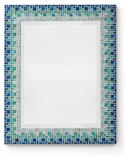 Mosaic Mirror – Ocean Blue & Teal (Handmade) – Beach Style – Wall Pertaining To Tropical Blue Wall Mirrors (View 3 of 15)