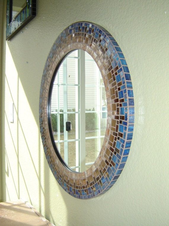 Mosaic Wall Mirror Blue & Brown Regarding Tropical Blue Wall Mirrors (View 13 of 15)