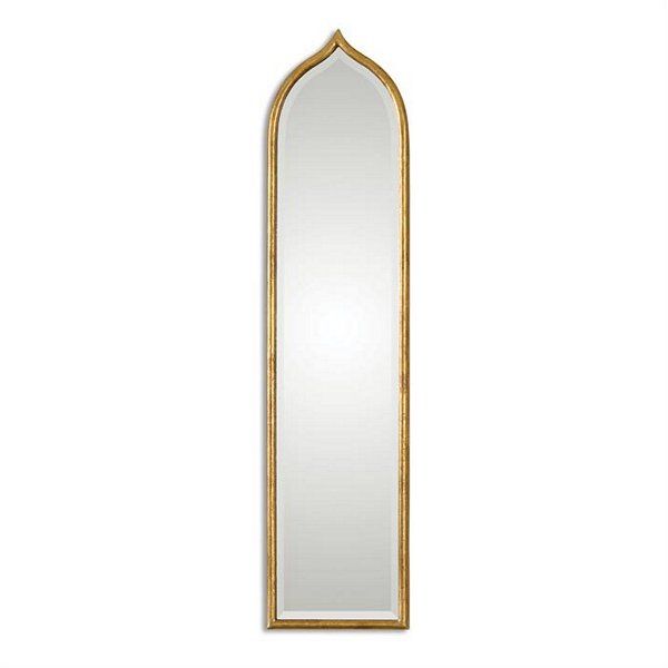 Narrow Arch Gold Leaf Beveled Wall Mirror Large 50" | Ebay Pertaining To Antiqued Gold Leaf Wall Mirrors (View 11 of 15)