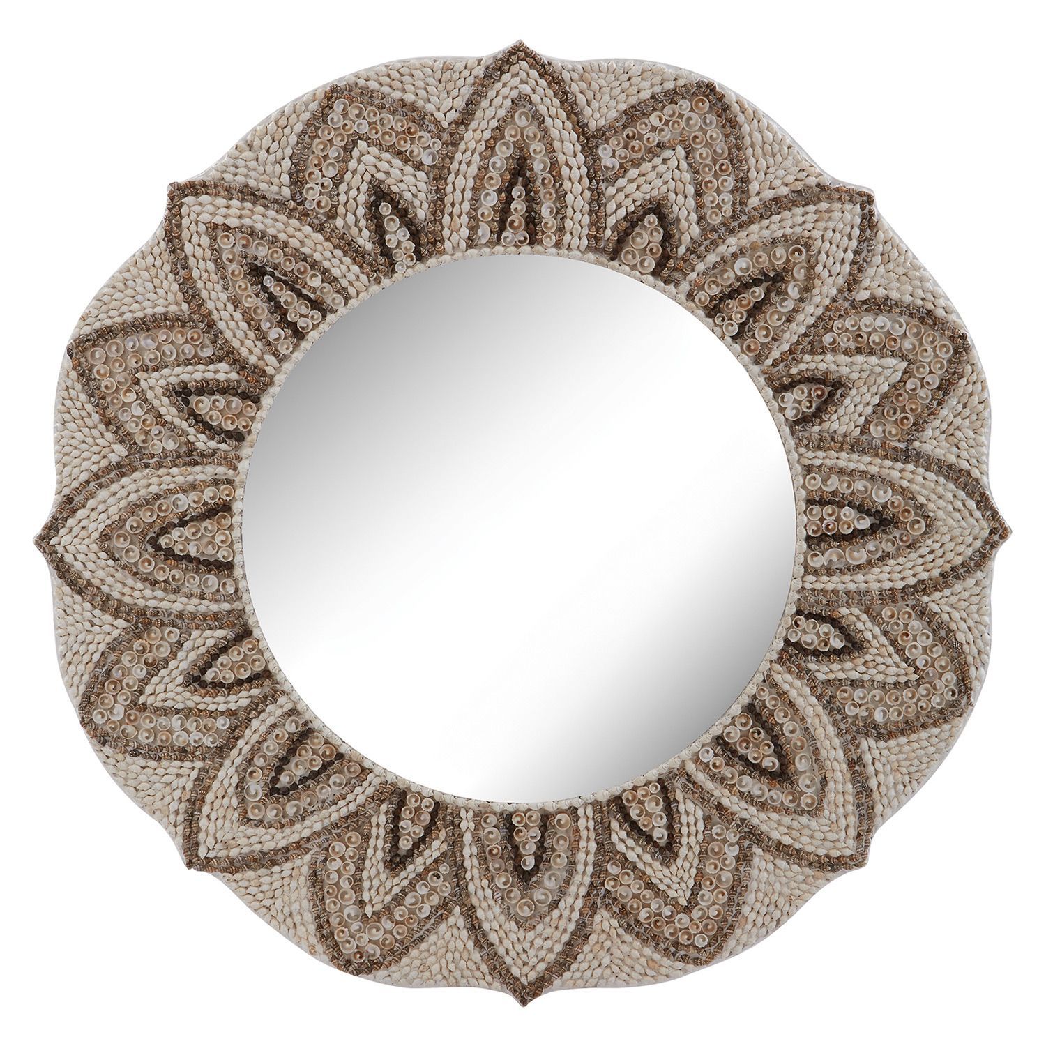 Natural Shell Flower Patterned Round Mirror @Laylagrayce | Shell Mirror Intended For Shell Mosaic Wall Mirrors (View 11 of 15)