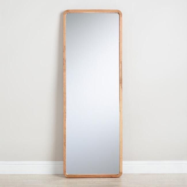 Natural Wood Leaning Full Length Floor Mirror | Full Length Floor With Regard To Superior Full Length Floor Mirrors (View 15 of 15)