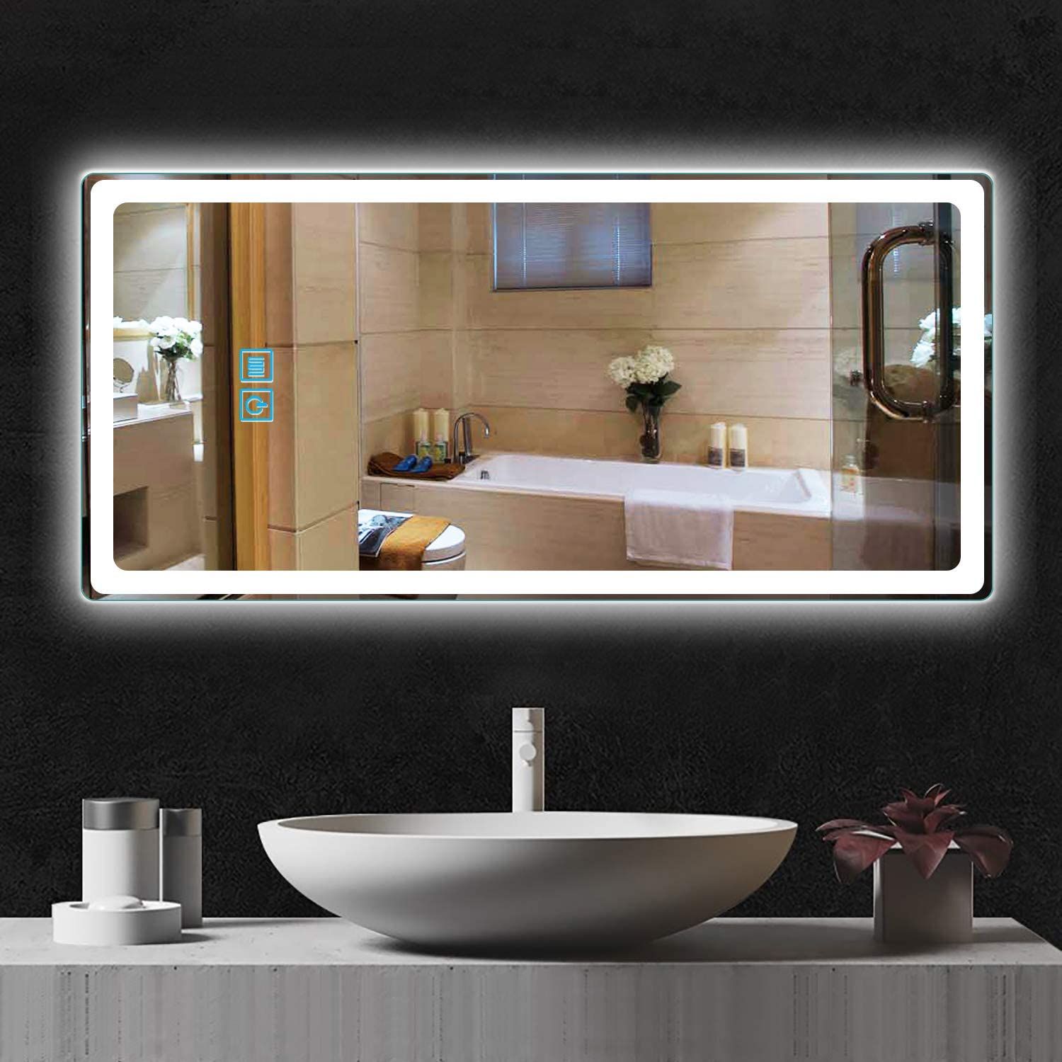 Neutype Led Wall Mounted Mirrors 44''X 20'', Sleek Led Backlit Bathroom With Regard To Round Backlit Led Mirrors (View 12 of 15)