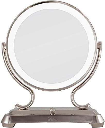 New Zadro Polished Nickel Surround Light Dual Sided Glamour Vanity Intended For Single Sided Polished Nickel Wall Mirrors (View 8 of 15)
