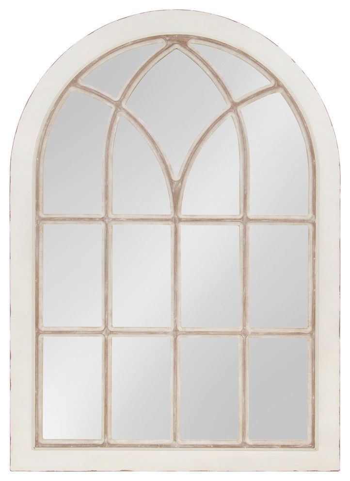 Nikoletta Large Windowpane Arch Mirror, White 31X44 – Farmhouse – Wall Pertaining To Arch Oversized Wall Mirrors (View 10 of 15)