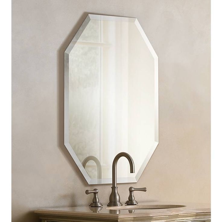 Octagonal Frameless 24" X 36" Beveled Wall Mirror – #P1437 | Lamps Plus With Crown Frameless Beveled Wall Mirrors (View 10 of 15)
