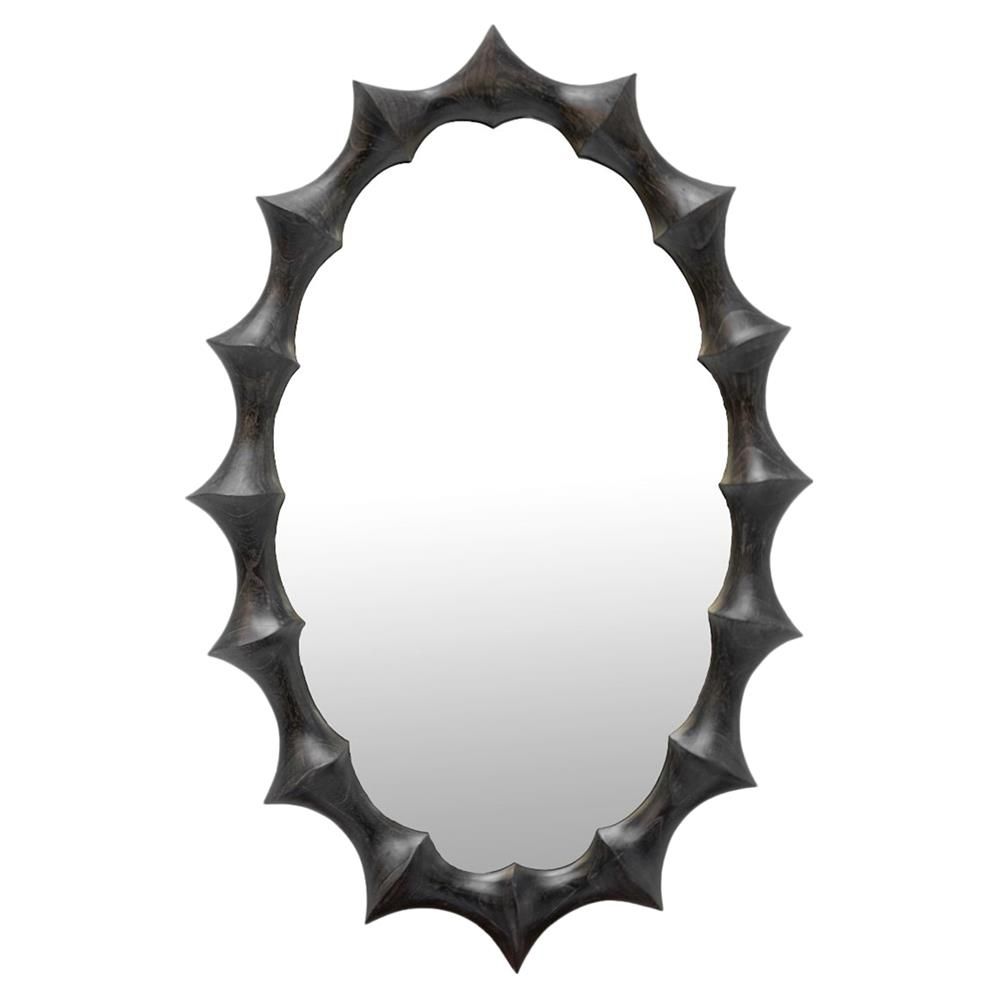 Oly Studio Elowyn Modern Classic Black Spike Oval Wood Wall Mirror Intended For Black Oval Cut Wall Mirrors (View 15 of 15)