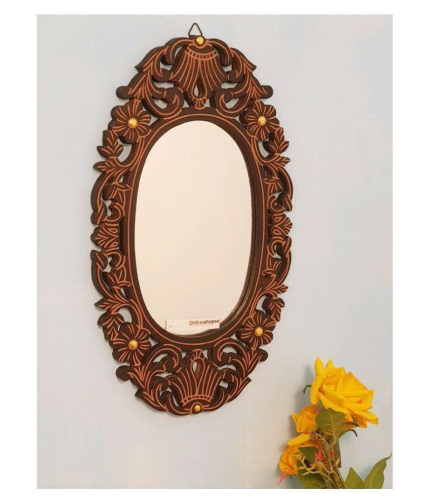 Onlineshoppee Mirror Wall Mirror Brown ( 50 X 30 Cms ) – Pack Of 1: Buy Pertaining To Chestnut Brown Wall Mirrors (View 3 of 15)