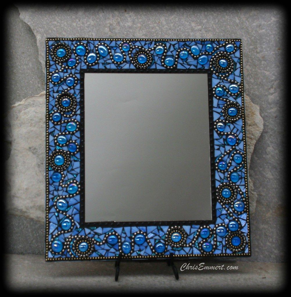 "Ooh La La" Mosaic Mirror In Blue | Stained Glass, Iridescen… | Flickr Throughout Subtle Blues Art Glass Wall Mirrors (View 6 of 15)