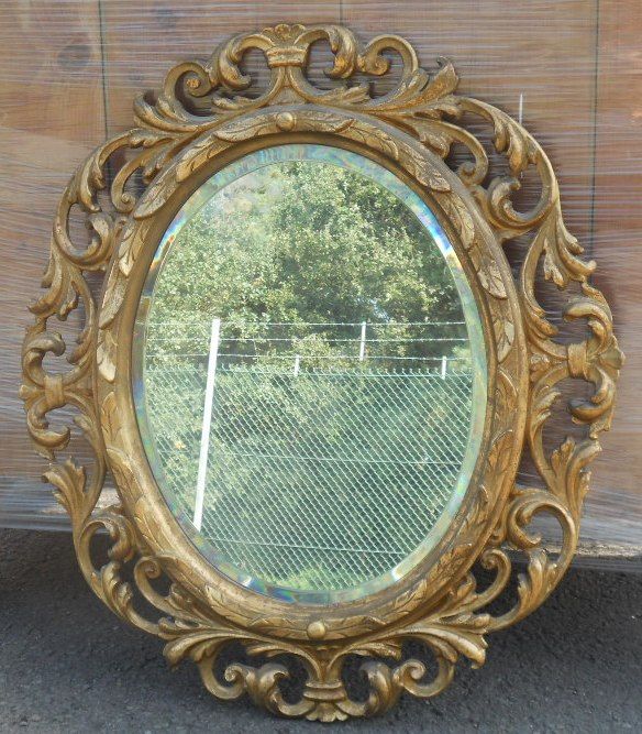 Ornate Gilt Framed Oval Hanging Wall Mirror Inside Nickel Framed Oval Wall Mirrors (View 15 of 15)