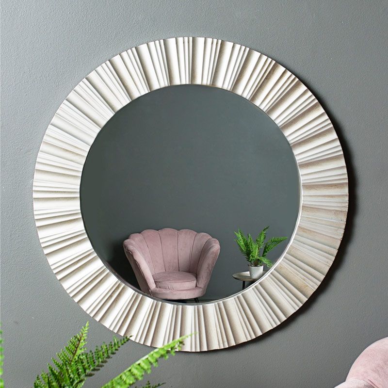 Ornate Round Silver Wall Mirror Pertaining To Round Bathroom Wall Mirrors (View 8 of 15)