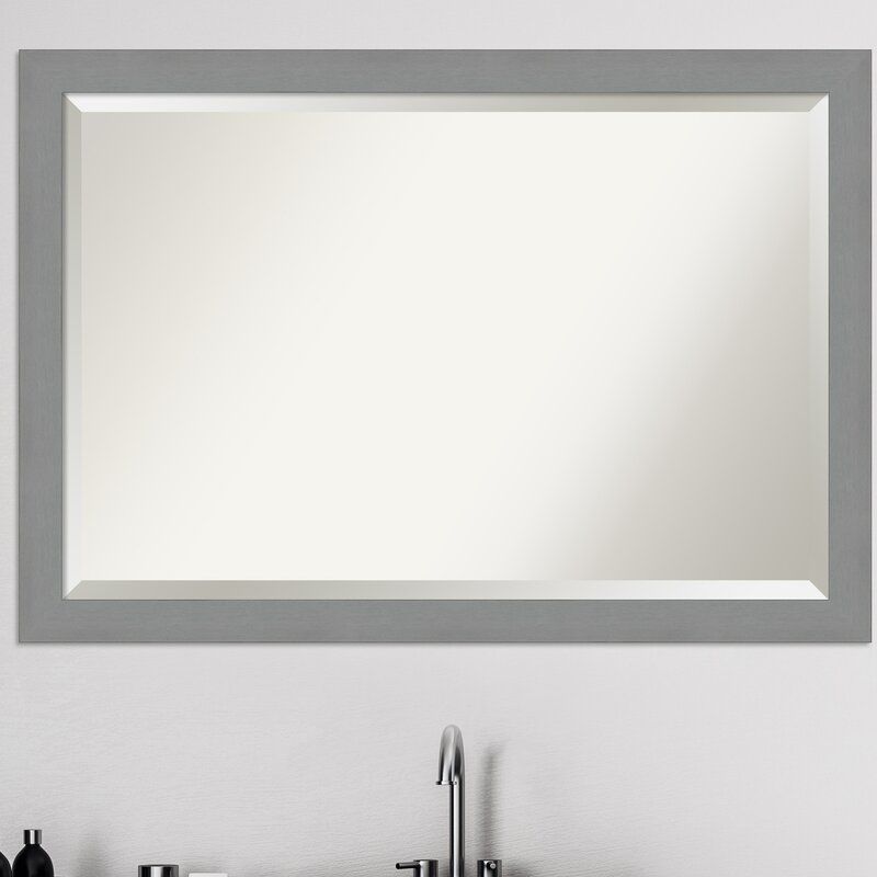 Orren Ellis Kallas Brushed Nickel Beveled Wall Mirror & Reviews In Brushed Nickel Wall Mirrors (View 8 of 15)