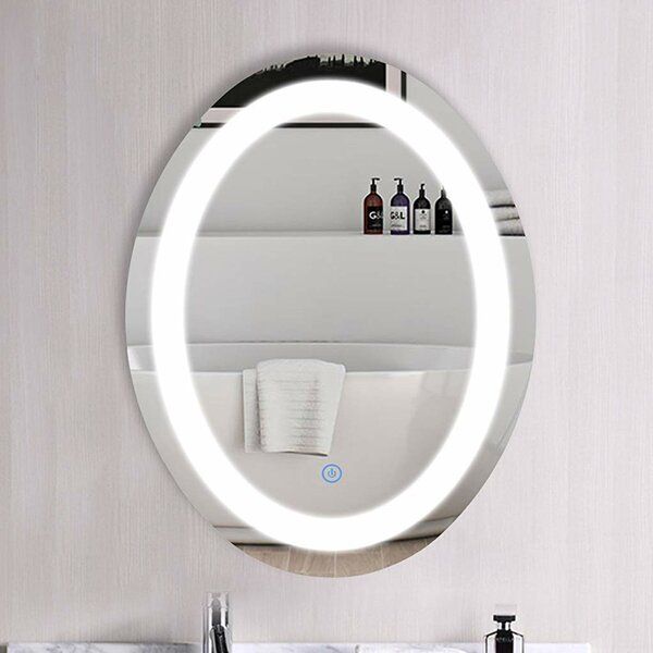 Orren Ellis Laniel Oval Lighted Led Bathroom / Vanity Mirror & Reviews Intended For Oval Frameless Led Wall Mirrors (View 4 of 15)
