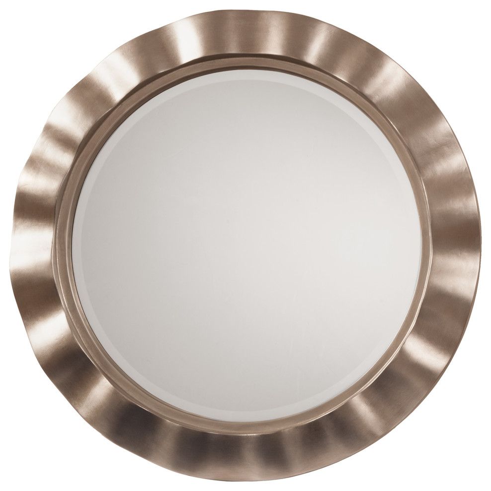 Osp Cosmos Beveled Wall Mirror With Brushed Silver Round Wavy Frame With Brushed Nickel Round Wall Mirrors (View 7 of 15)