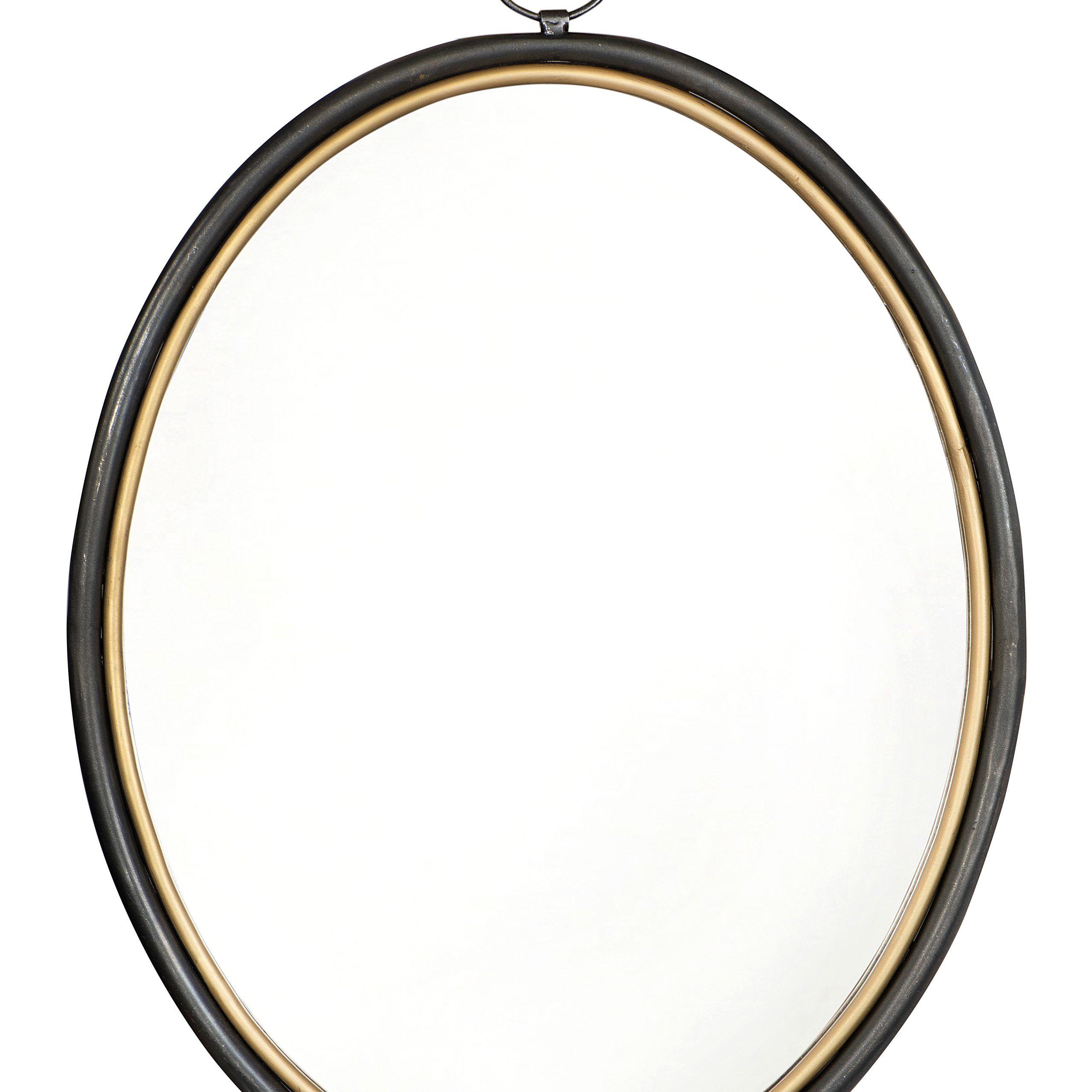 Oval Accent Mirror With Black & Gold Metal Frame – Walmart With Matte Black Metal Oval Wall Mirrors (View 9 of 15)
