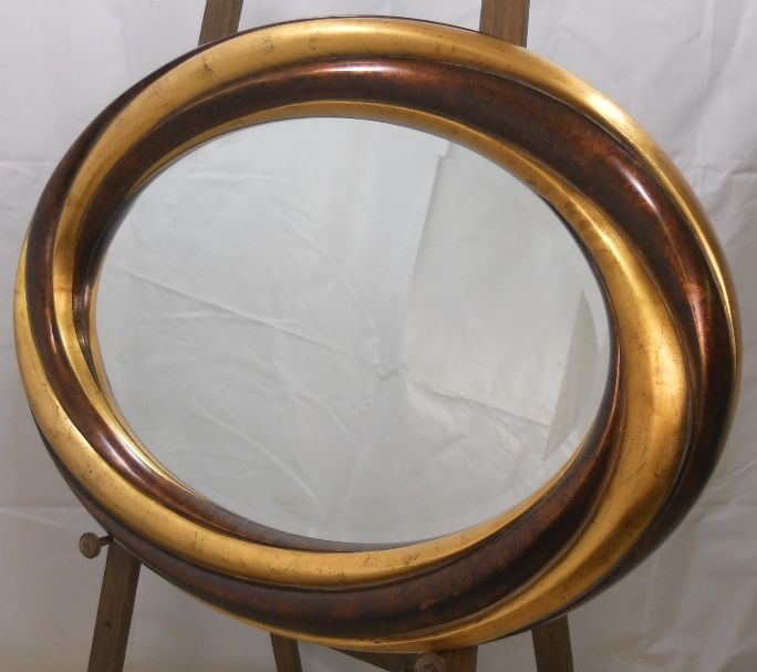 Oval Frame Gilt & Bronze Two Tone Hanging Wall Mirror – Sold Regarding Two Tone Bronze Octagonal Wall Mirrors (View 2 of 15)