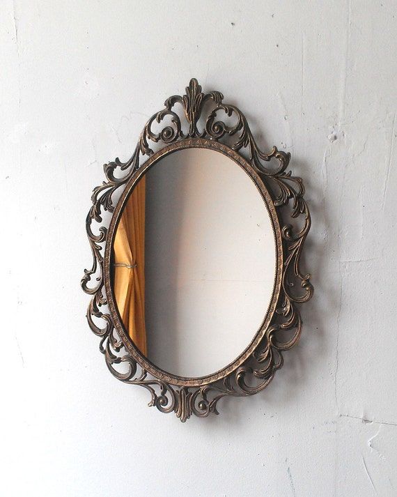 Oval Princess Mirror In Vintage Metal Italysecretwindowmirrors For Antique Aluminum Wall Mirrors (View 1 of 15)