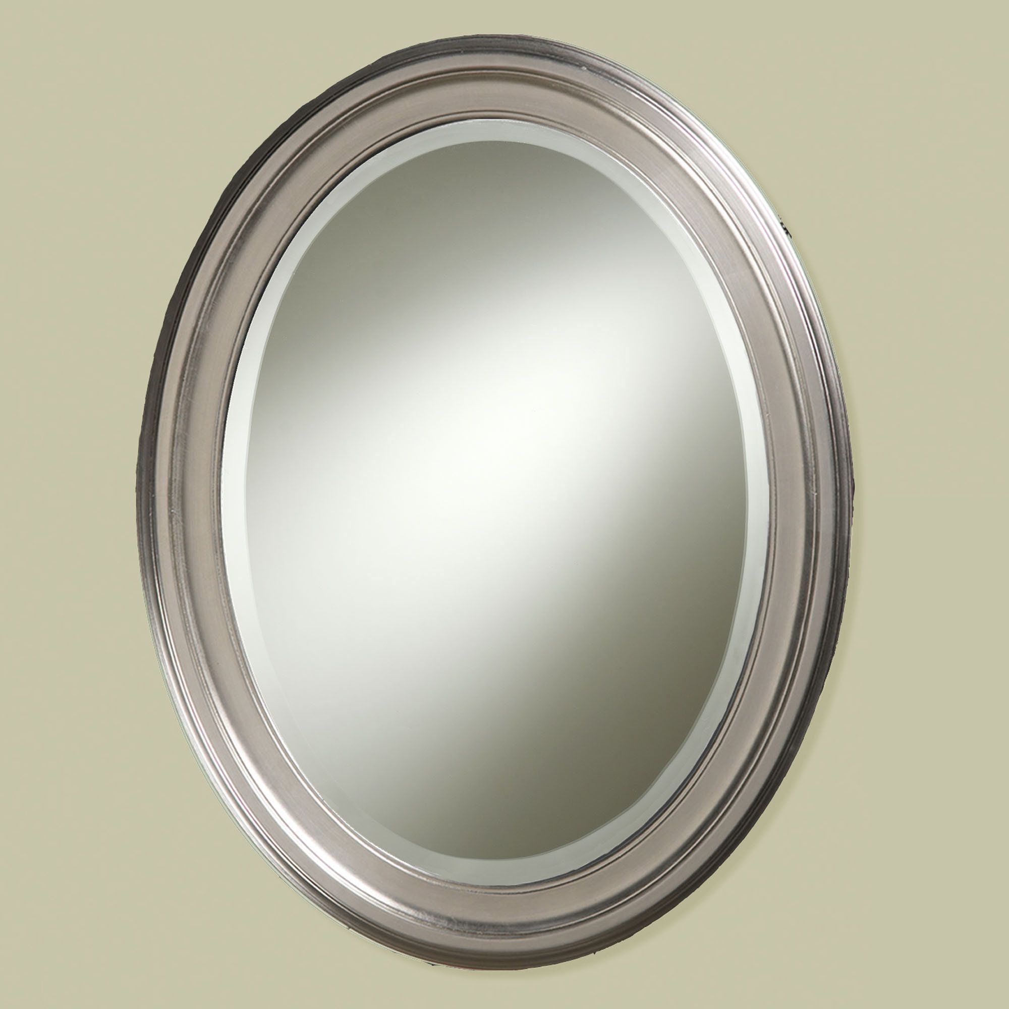 Oval Wall Mirrors | Mirrors Uk With Stylish Loree Brushed Nickel Finish Throughout Brushed Nickel Octagon Mirrors (View 2 of 15)