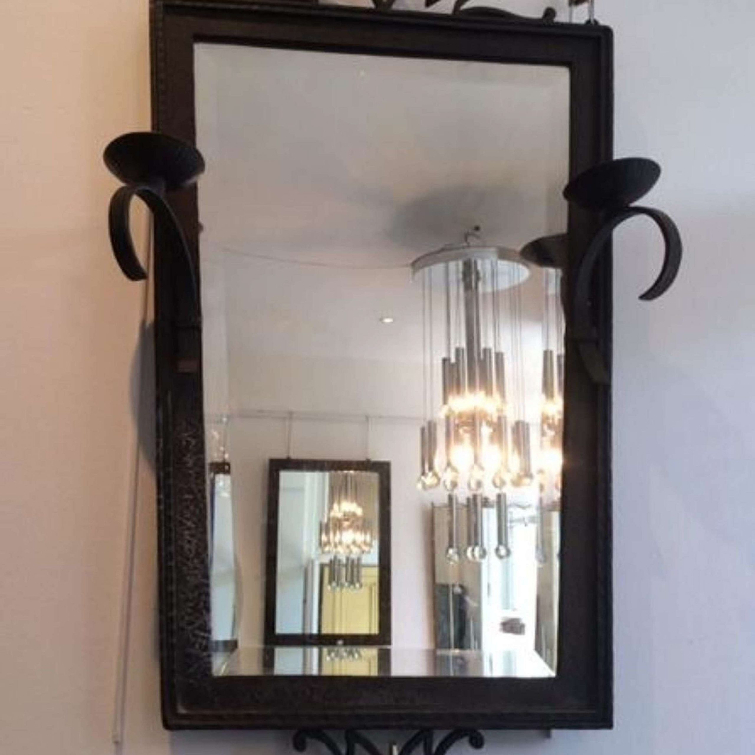 Pair Of Wrought Iron Framed Mirrors In Antique Wall Mirrors In Iron Frame Handcrafted Wall Mirrors (View 11 of 15)