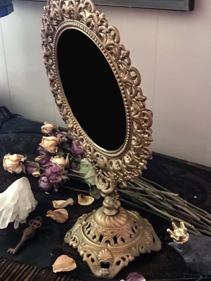 Payment 2 For Adrianne Extra Large Vintage Cast Iron Scrying Mirror Intended For Antique Iron Standing Mirrors (View 7 of 15)