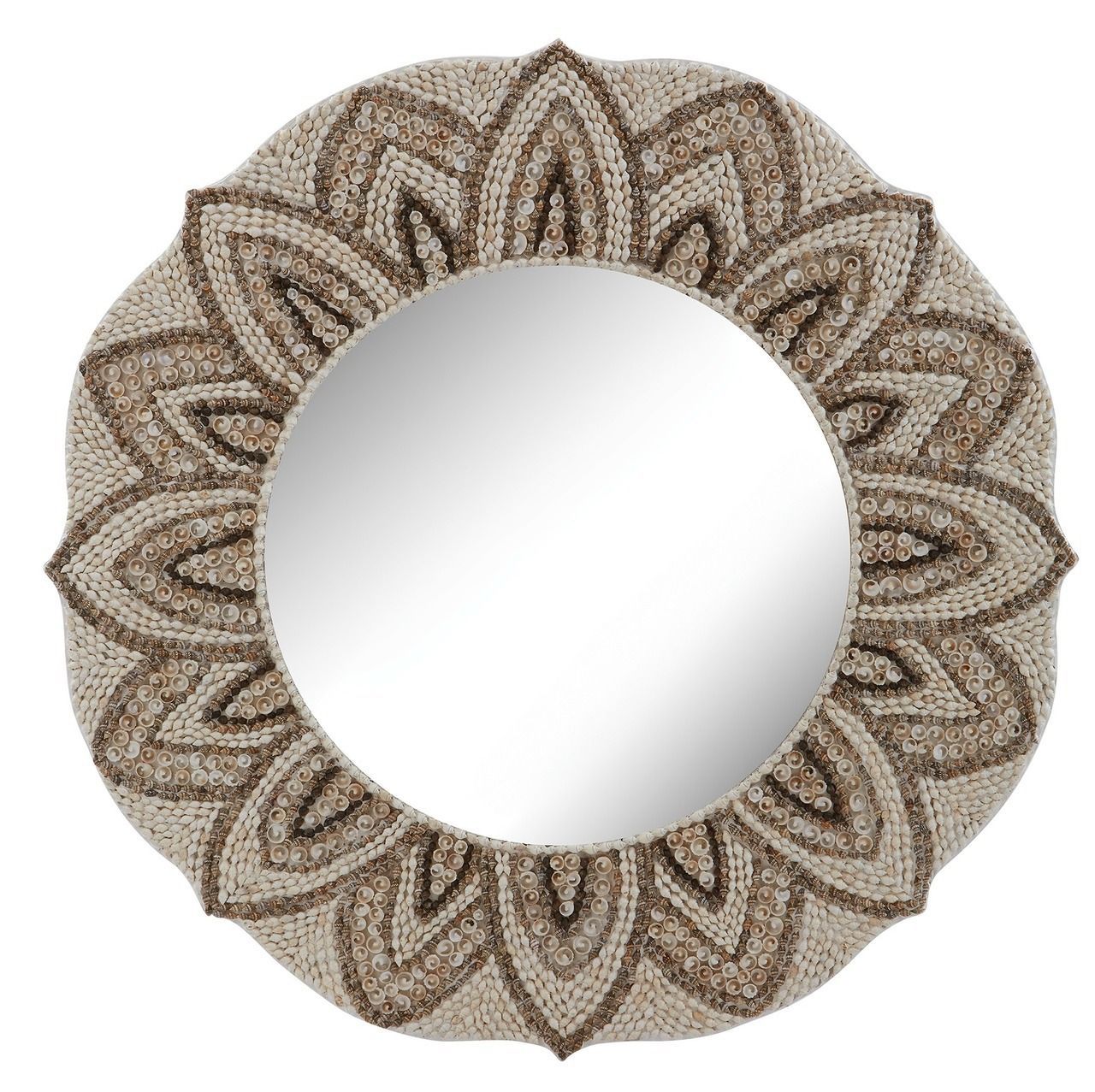 Petal Seashell Round Mirror | Shell Mirror, Round Wall Mirror, Seashell Pertaining To Shell Wall Mirrors (View 8 of 15)