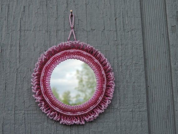 Pink Peony Wall Mirrormoonlightermade On Etsy Intended For Pink Wall Mirrors (View 2 of 15)