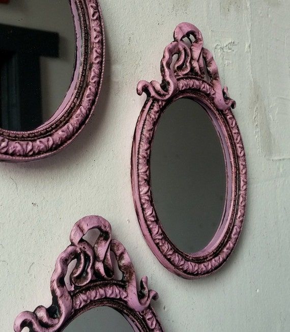 Pink Wall Mirrors Small Wall Decorsecretwindowmirrors On Etsy With Regard To Pink Wall Mirrors (View 1 of 15)