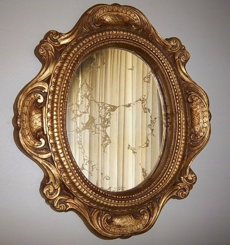 Plaster Ornate Gold Leaf Mirror | Etsy With Regard To Butterfly Gold Leaf Wall Mirrors (View 6 of 15)